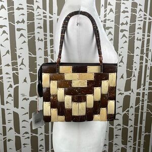 Beachcombers Patchwork Coconut Shell Rectangular Patch Purse Tote